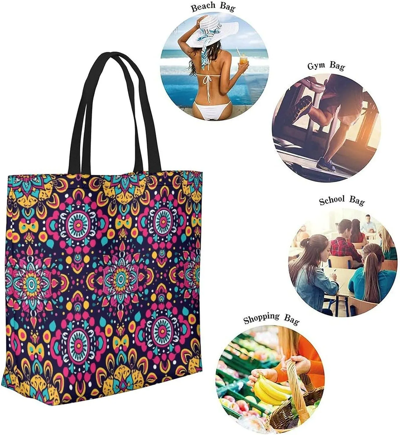 Canvas Tote Bag Large Women Casual Shoulder Bag Handbag Reusable Beach Shopping Grocery Bag For Outdoors