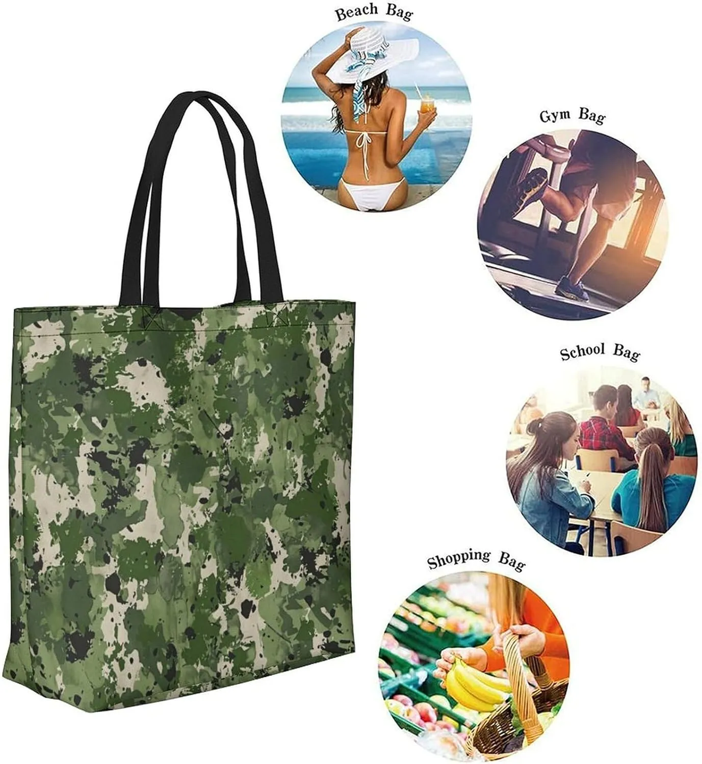 Canvas Tote Bag Large Women Casual Shoulder Bag Handbag Reusable Beach Shopping Grocery Bag For Outdoors