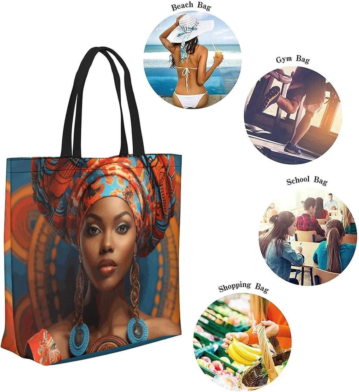Canvas Tote Bag Large Women Casual Shoulder Bag Handbag Reusable Beach Shopping Grocery Bag For Outdoors