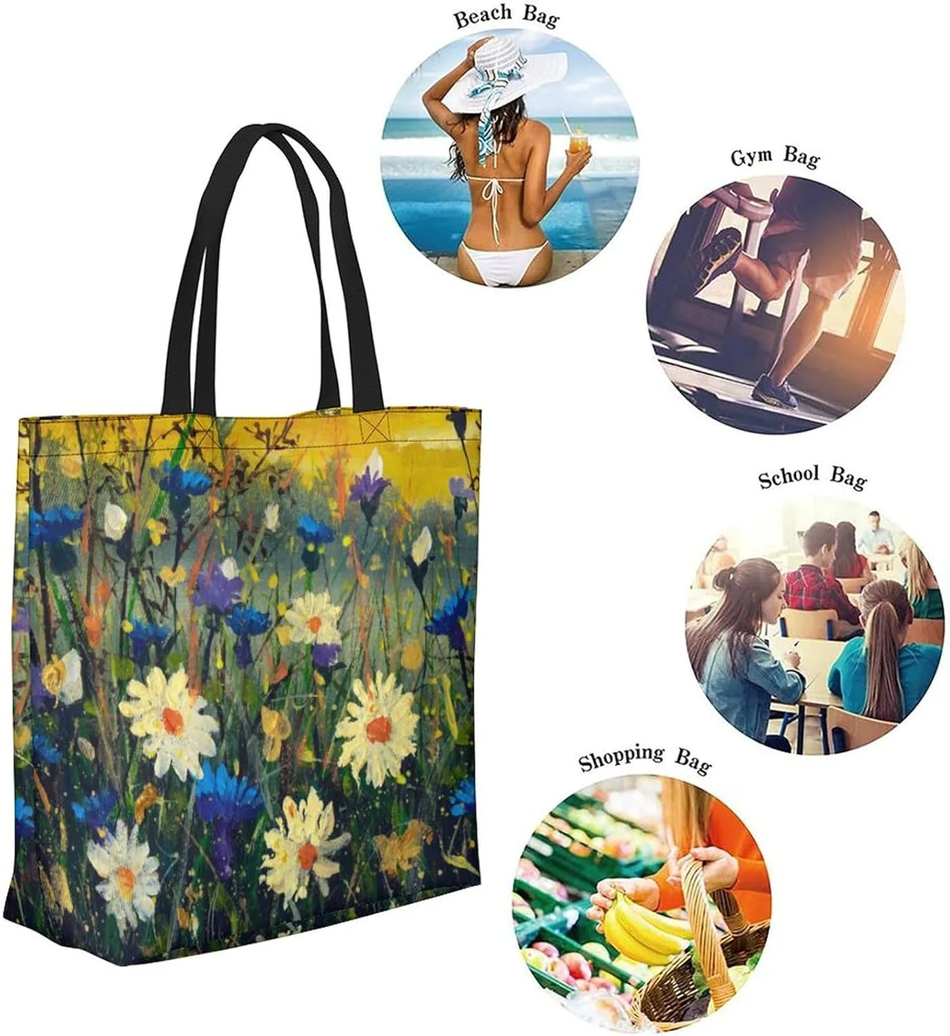 Canvas Tote Bag Large Women Casual Shoulder Bag Handbag Reusable Beach Shopping Grocery Bag For Outdoors
