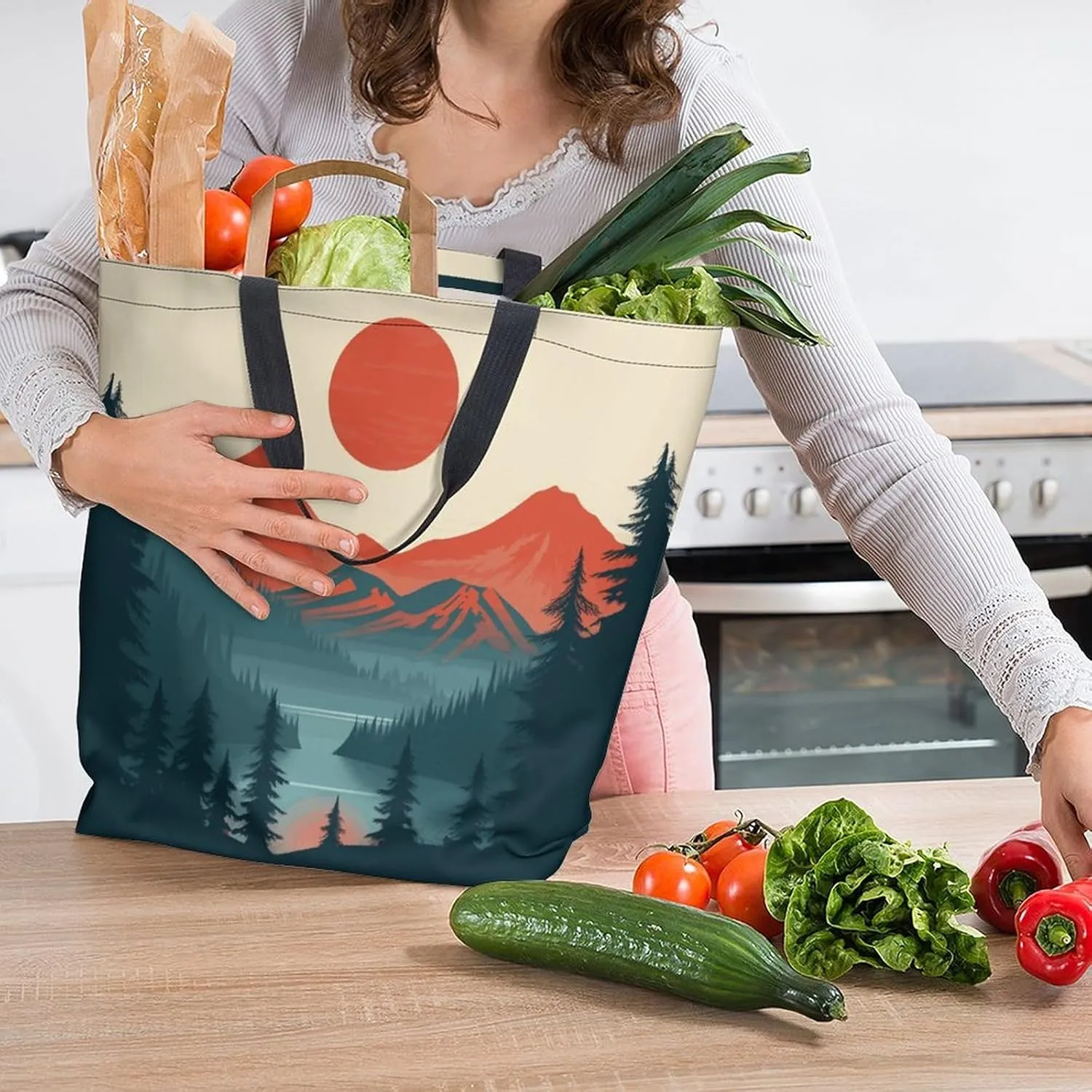Canvas Tote Bag - Large Women's Casual Shoulder Handbag - Reusable Beach & Shopping Grocery Bag for Outdoors