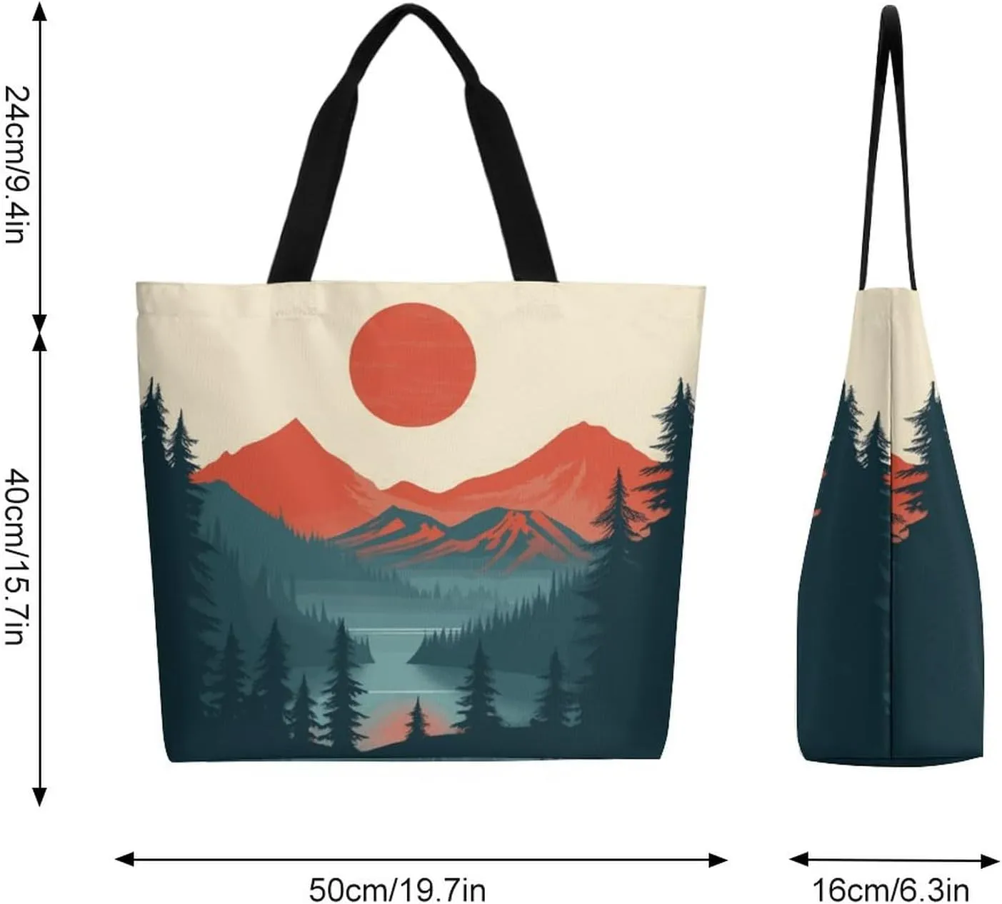 Canvas Tote Bag - Large Women's Casual Shoulder Handbag - Reusable Beach & Shopping Grocery Bag for Outdoors