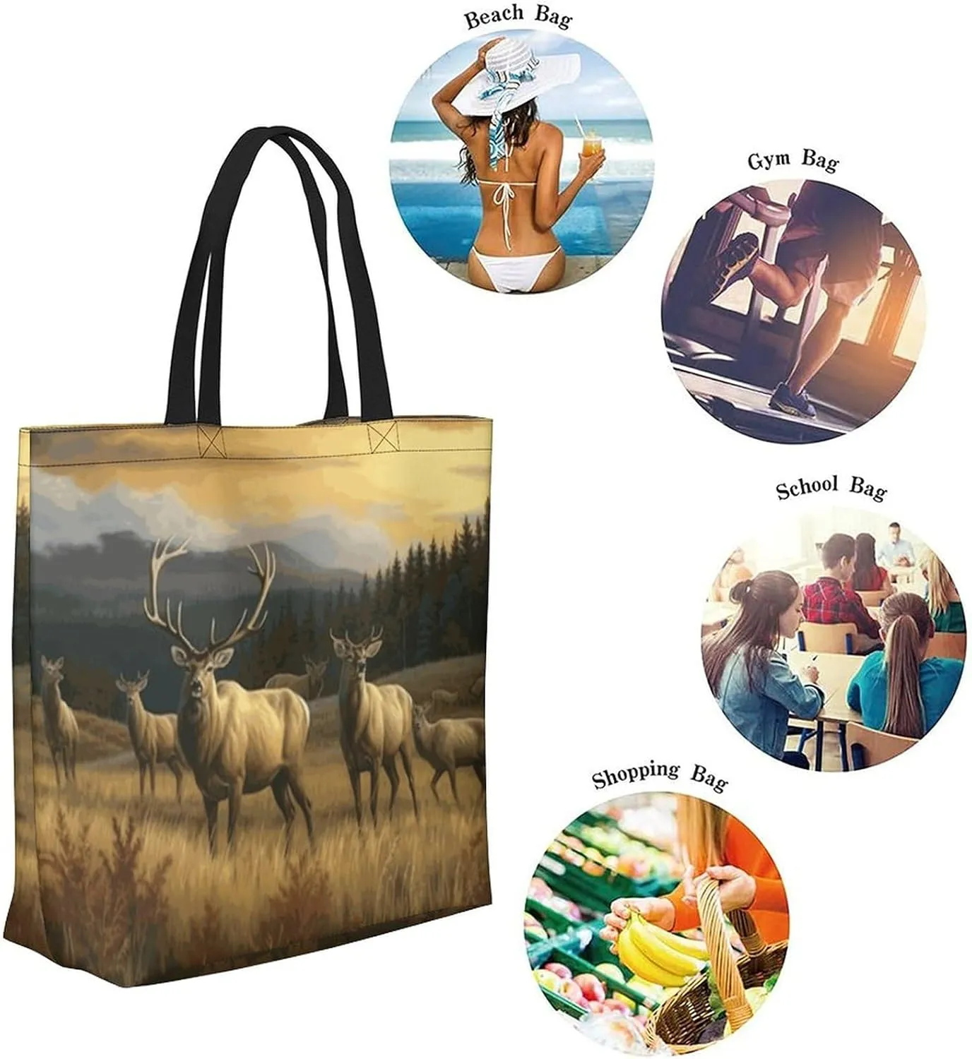Canvas Tote Bag - Large Women's Casual Shoulder Handbag - Reusable Beach & Shopping Grocery Bag for Outdoors