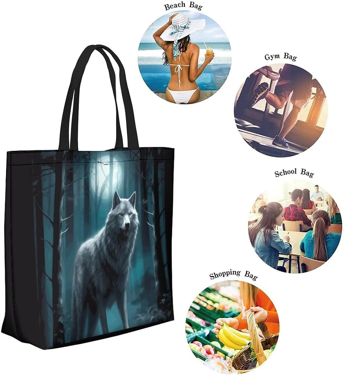 Canvas Tote Bag - Large Women's Casual Shoulder Handbag - Reusable Beach & Shopping Grocery Bag for Outdoors