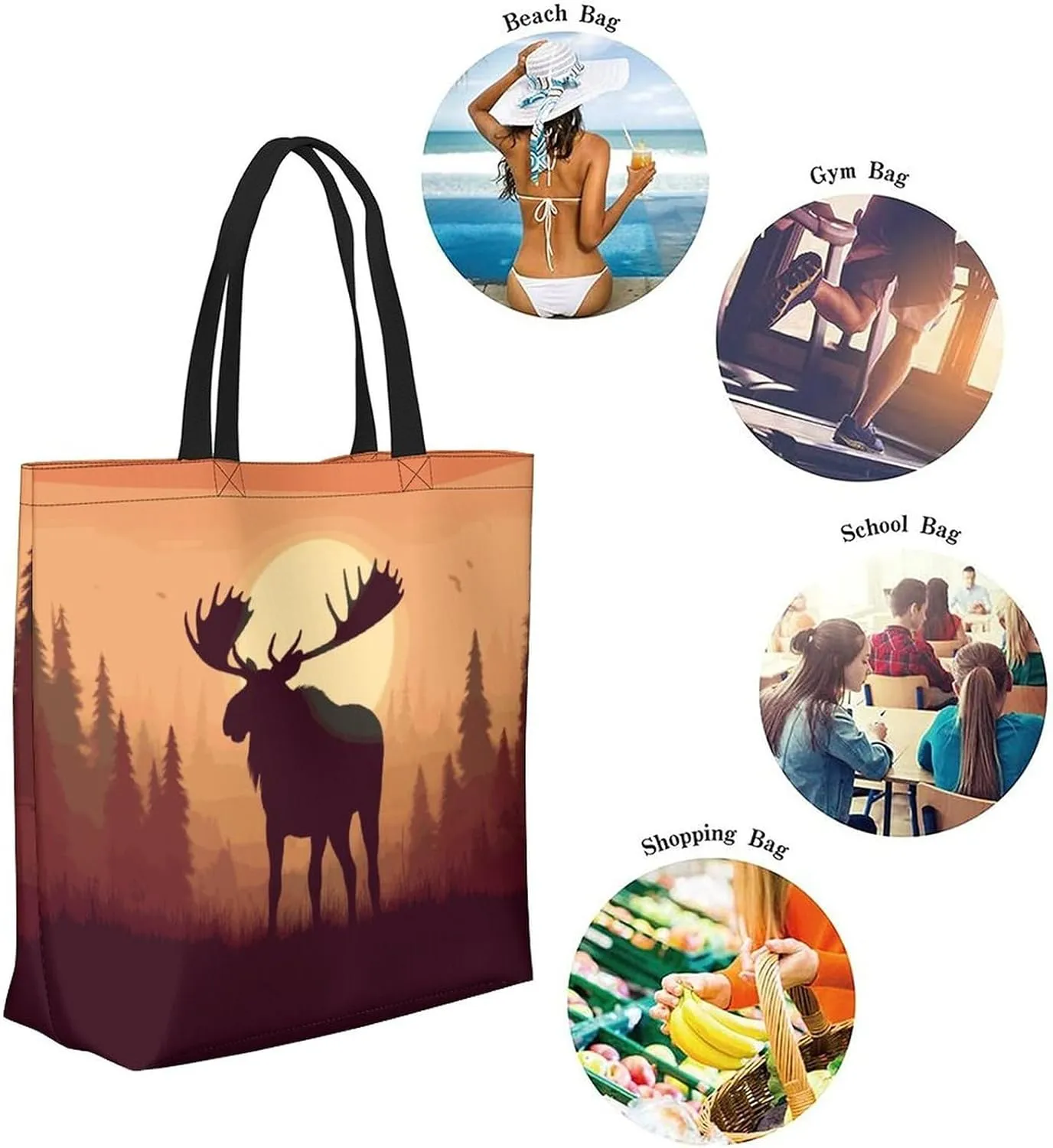 Canvas Tote Bag - Large Women's Casual Shoulder Handbag - Reusable Beach & Shopping Grocery Bag for Outdoors