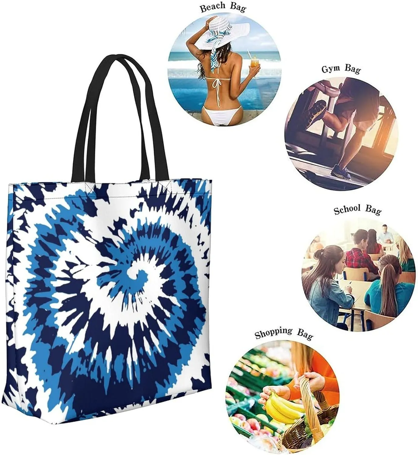 Canvas Tote Bag - Large Women's Casual Shoulder Handbag - Reusable Beach & Shopping Grocery Bag for Outdoors