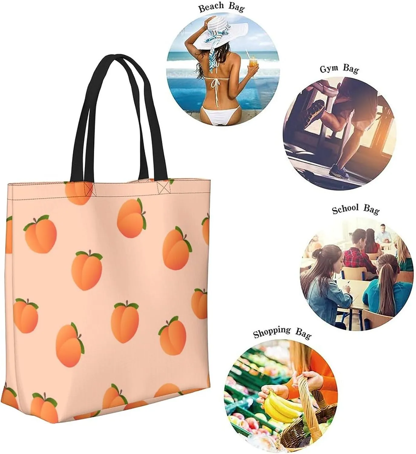 Canvas Tote Bag - Large Women's Casual Shoulder Handbag - Reusable Beach & Shopping Grocery Bag for Outdoors