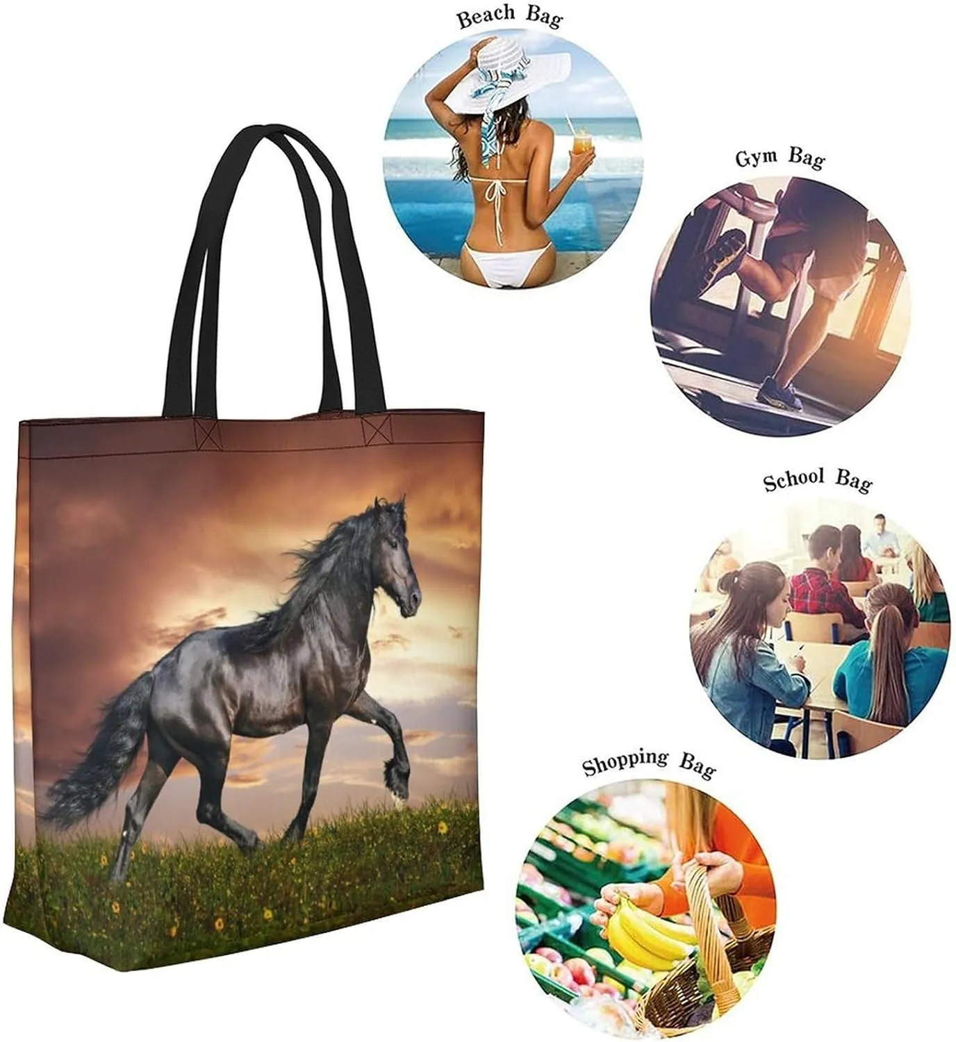 Canvas Tote Bag - Large Women's Casual Shoulder Handbag - Reusable Beach & Shopping Grocery Bag for Outdoors