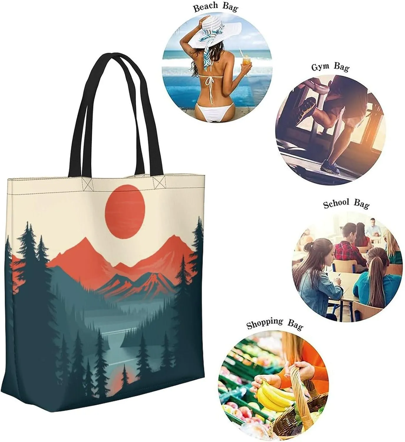 Canvas Tote Bag - Large Women's Casual Shoulder Handbag - Reusable Beach & Shopping Grocery Bag for Outdoors