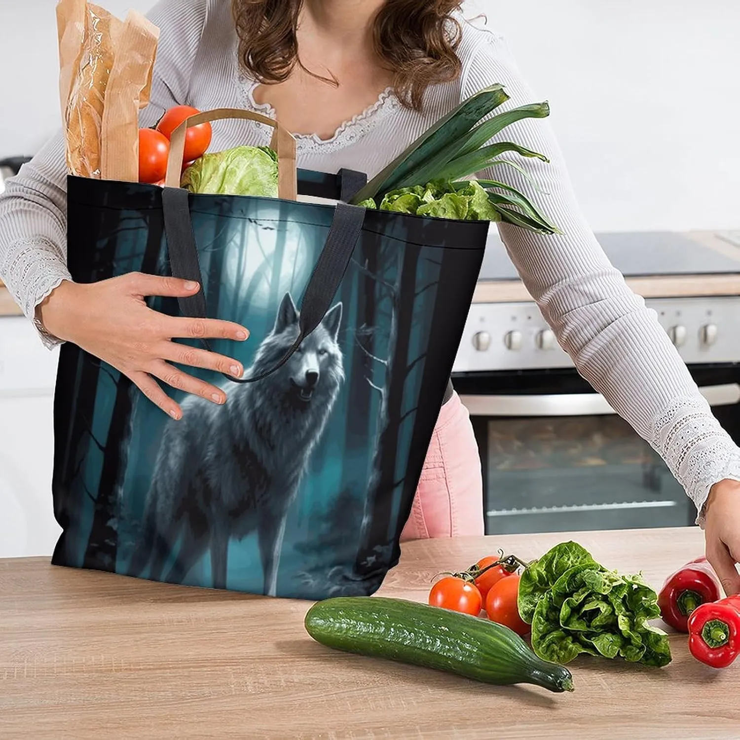 Canvas Tote Bag - Large Women's Casual Shoulder Handbag - Reusable Beach & Shopping Grocery Bag for Outdoors