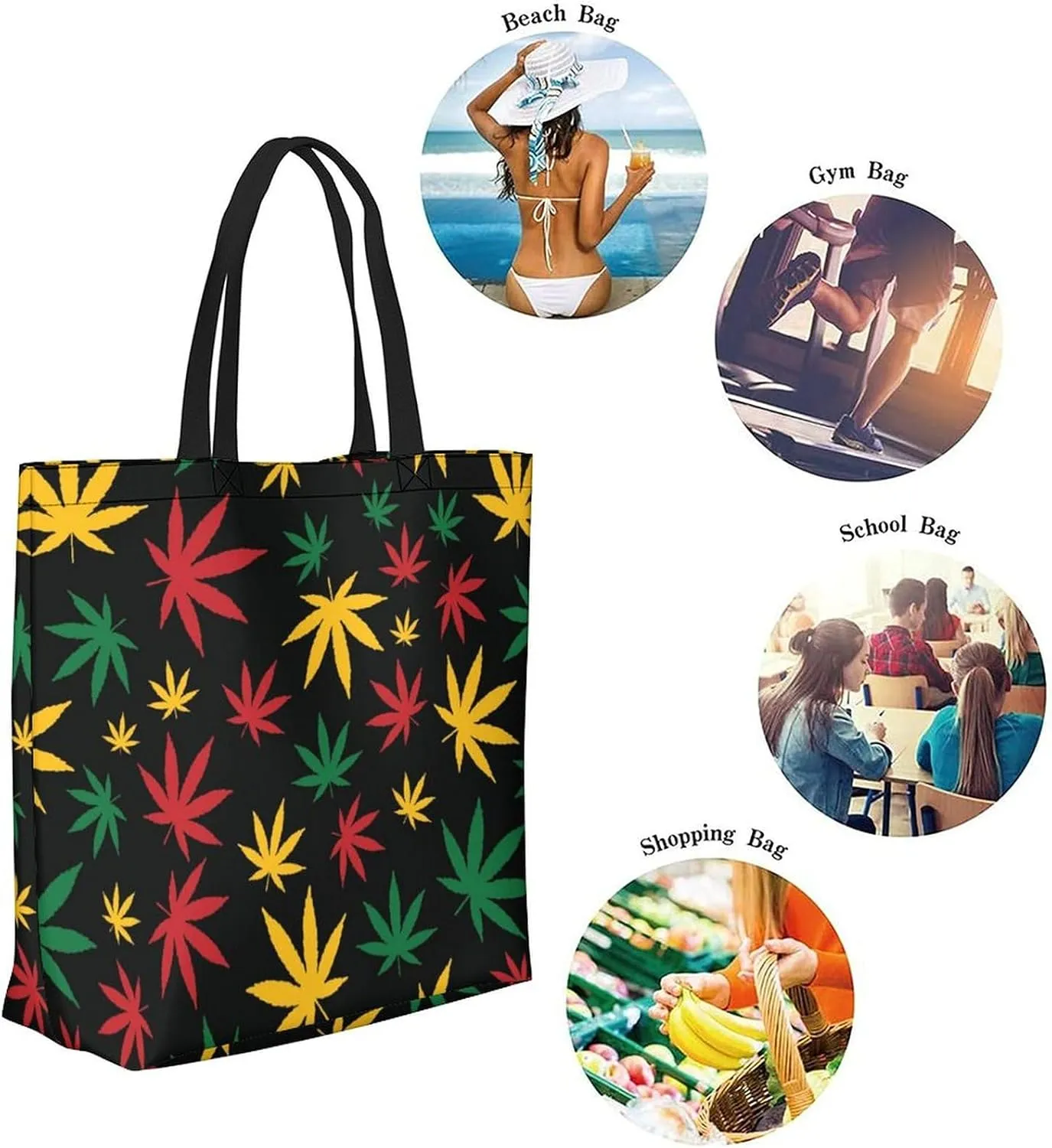 Canvas Tote Bag - Large Women's Casual Shoulder Handbag - Reusable Beach & Shopping Grocery Bag for Outdoors