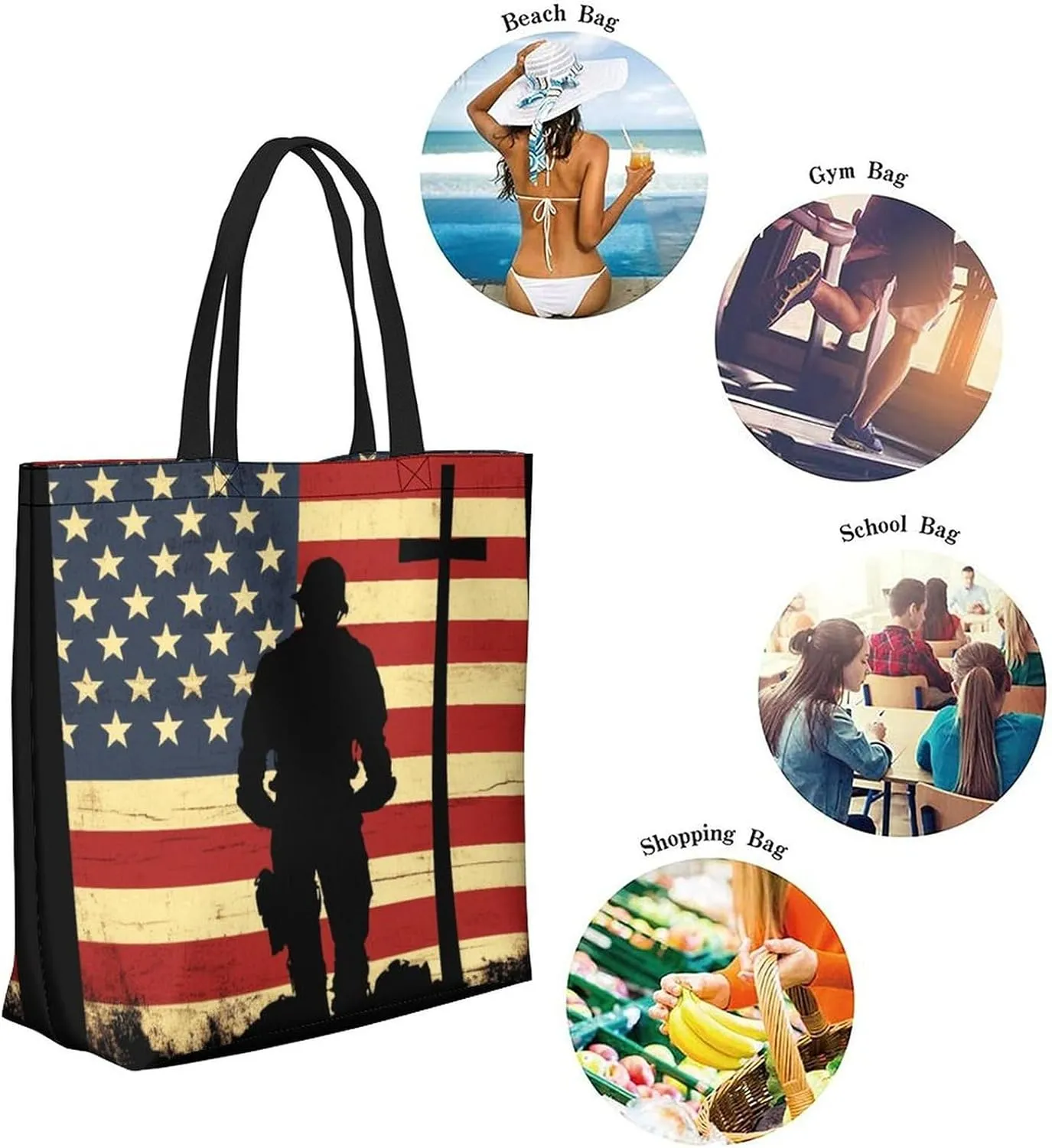 Canvas Tote Bag - Large Women's Casual Shoulder Handbag - Reusable Beach & Shopping Grocery Bag for Outdoors