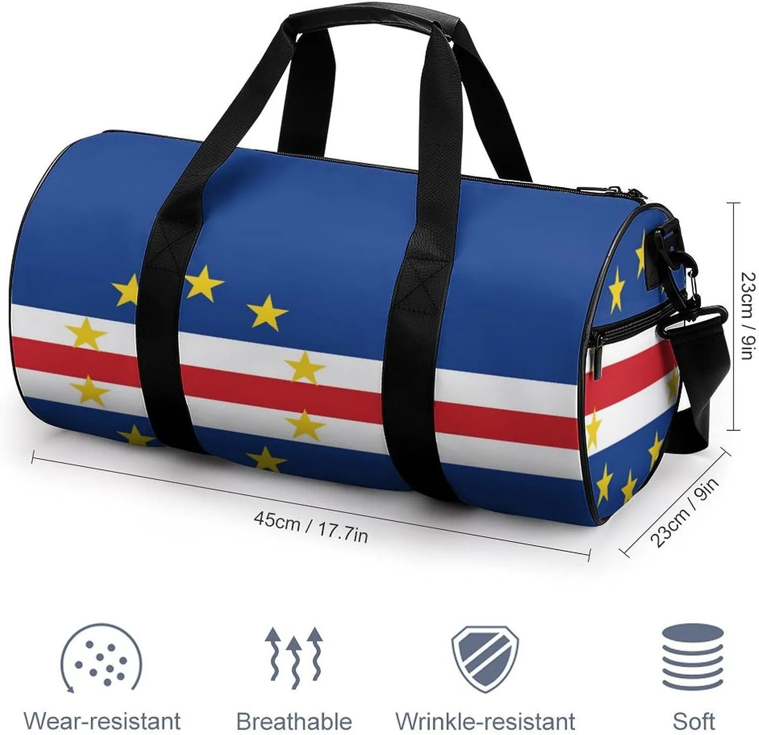Cape Verde Flag Sports Duffle Bag with Dry Wet Separation Overnight Gym Bag for Men Women Travel