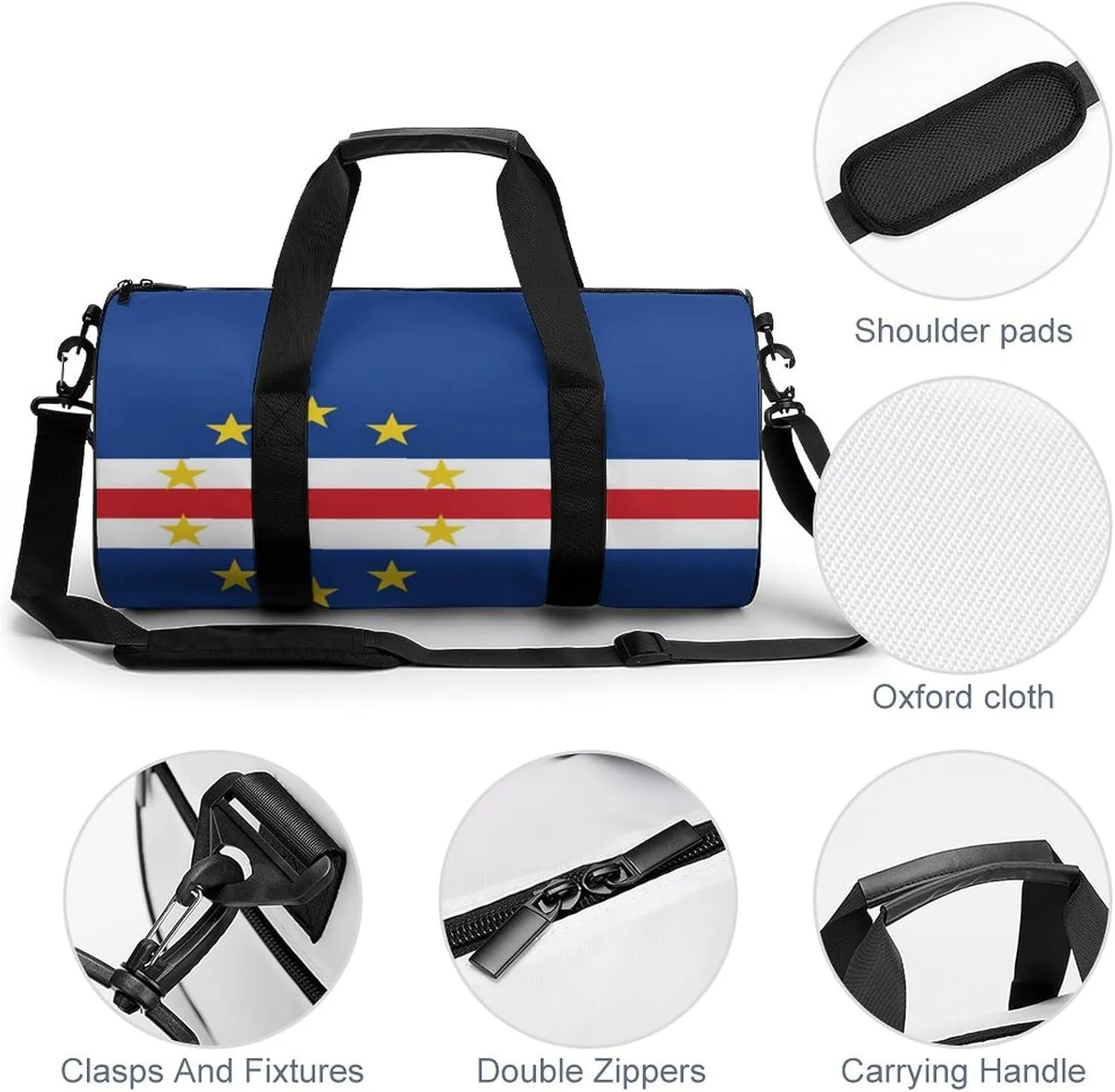Cape Verde Flag Sports Duffle Bag with Dry Wet Separation Overnight Gym Bag for Men Women Travel