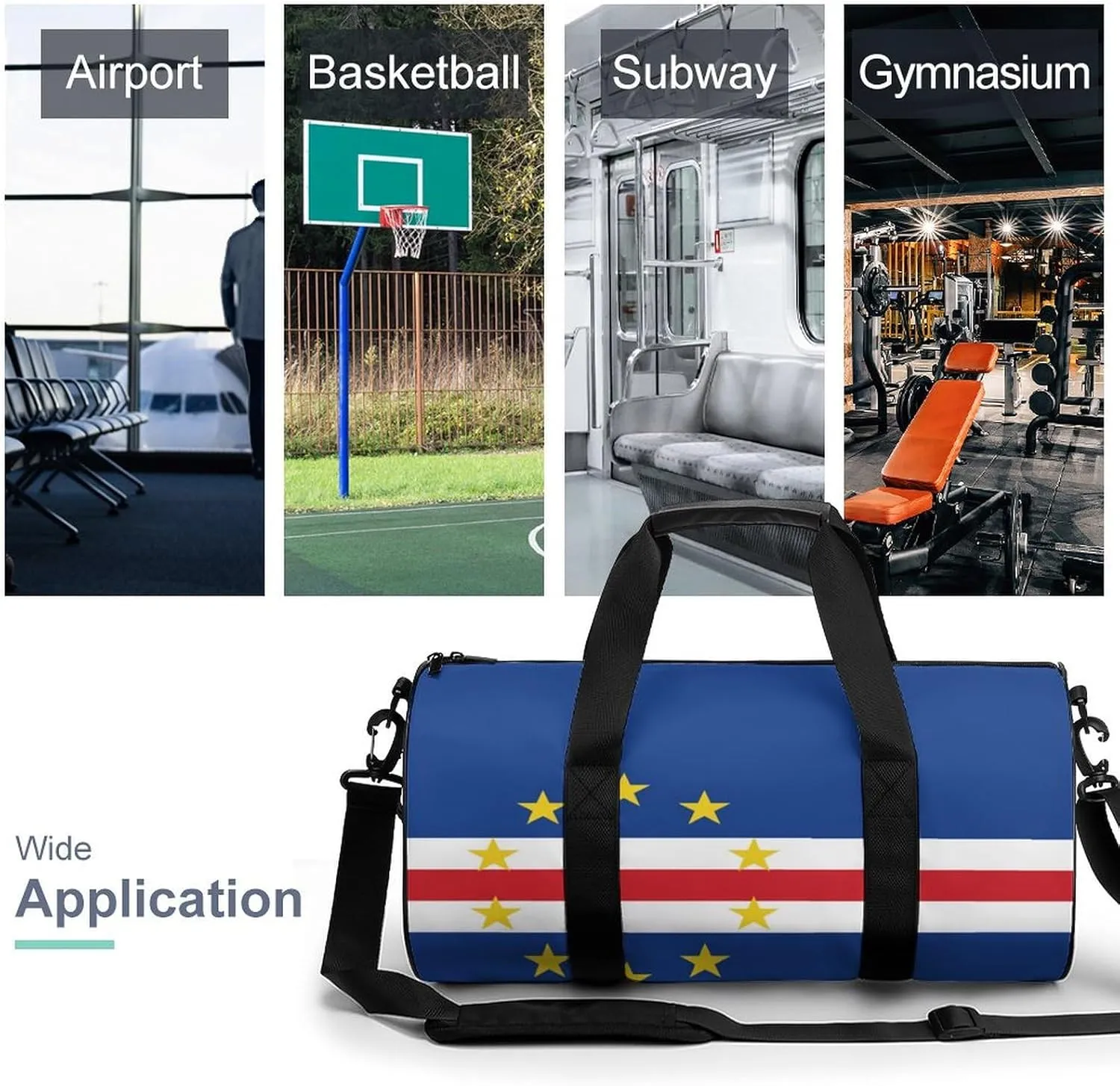 Cape Verde Flag Sports Duffle Bag with Dry Wet Separation Overnight Gym Bag for Men Women Travel