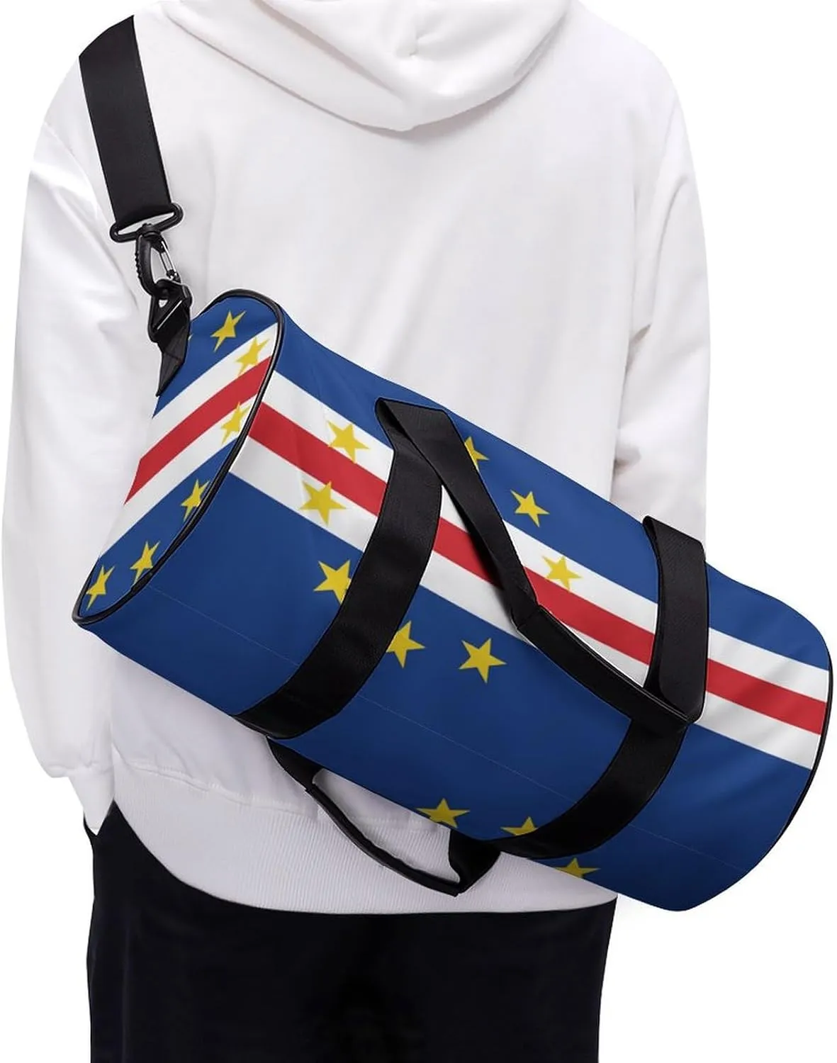 Cape Verde Flag Sports Duffle Bag with Dry Wet Separation Overnight Gym Bag for Men Women Travel