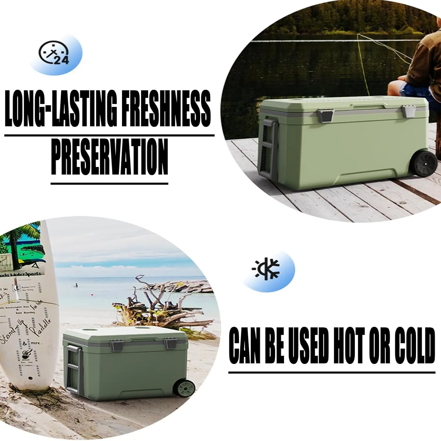 Car Camping Coolers for Volkswagen ID.4/Nivus/Atlas/GLI Jetta A6/Polo, Waterproof Portable Cooler, Leak Proof Picnic Insulated Bag, Ultra-Light Premium Ice Chest Box,A-Green-120L