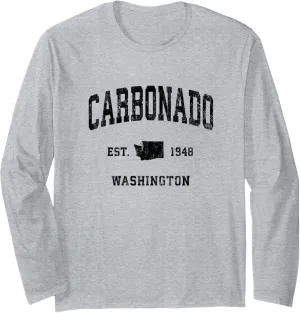 Carbonado Washington WA Vintage Athletic Black Sports Design Long Sleeve T-Shirt
