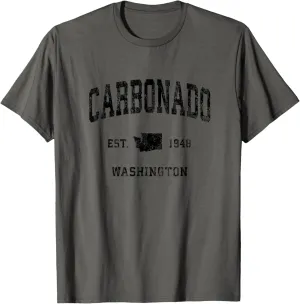 Carbonado Washington WA Vintage Athletic Black Sports Design T-Shirt