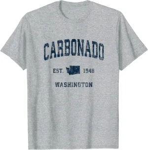 Carbonado Washington WA Vintage Athletic Navy Sports Design T-Shirt