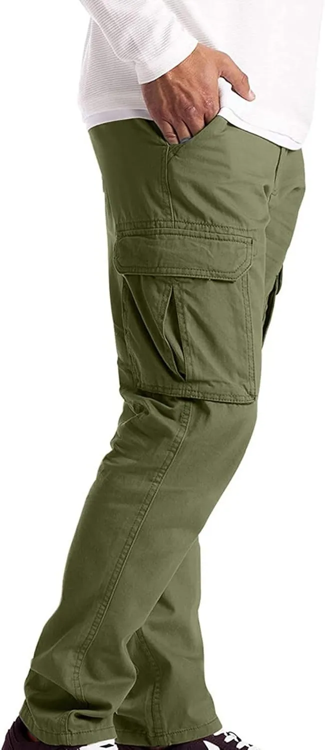 Cargo Pants for Men Tactical Jogging Pants Baggy Wide Leg Sweatpants Elastic Waist Jogger Pants with Multi Pockets