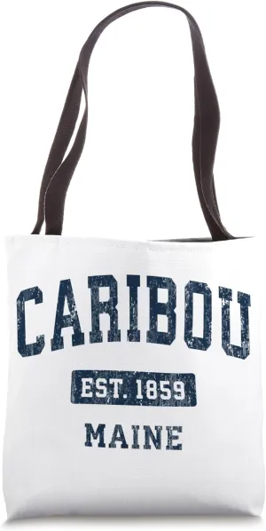 Caribou Maine ME Vintage Sports Established Navy Design Tote Bag