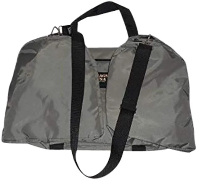 Carry on size weekend bag, Main compartment and two end pockets, Made in USA. (Gray)