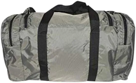 Carry on size weekend bag, Main compartment and two end pockets, Made in USA. (Gray)