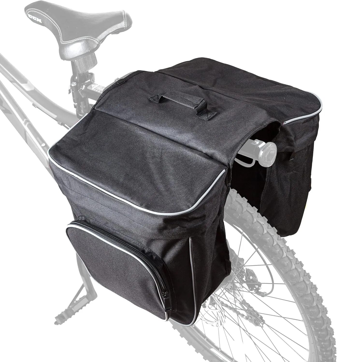 CARTMAN 30L Bike Panniers Bag, Water Resistant Bicycle Trunk Bag with Carrying Handle, Reflective Trim and Large Pockets, Bike Rear Seat Saddle Bag for Grocery Shopping Commuter Long Cycling Trip