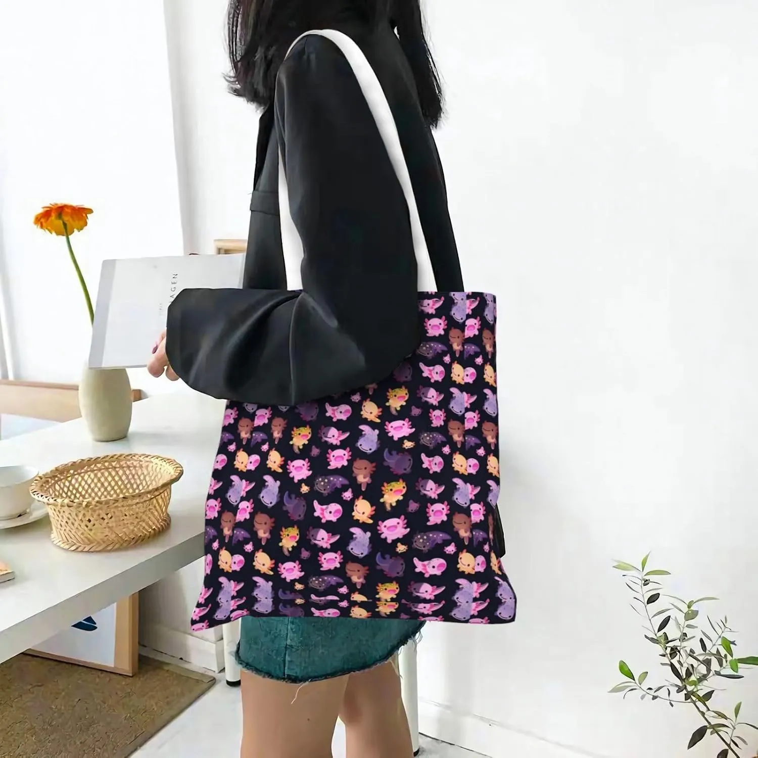 Cartoon Tractors Truck Pattern Tote Bag Reusable Shoulder Tote Bag For Women Lady Vacation, Shopping, Work