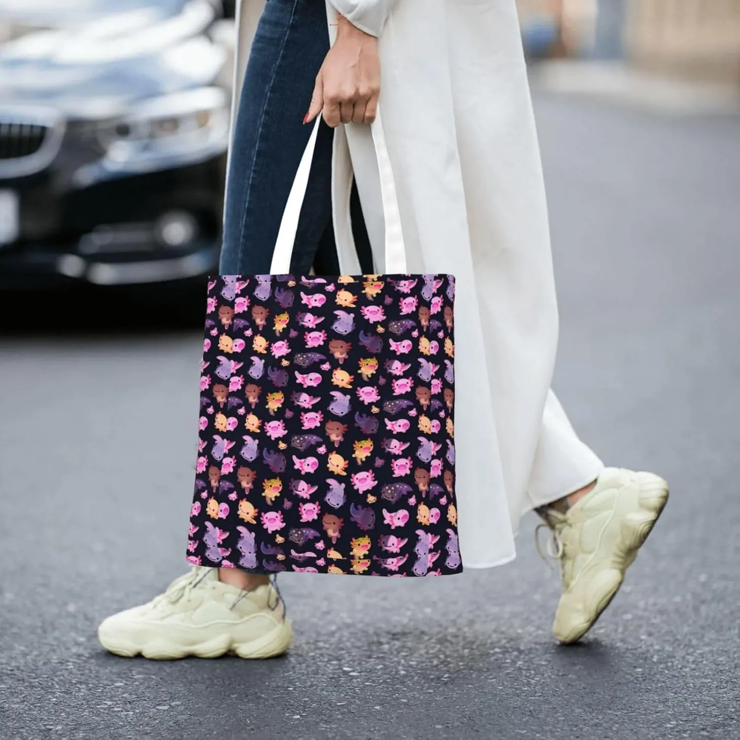 Cartoon Tractors Truck Pattern Tote Bag Reusable Shoulder Tote Bag For Women Lady Vacation, Shopping, Work
