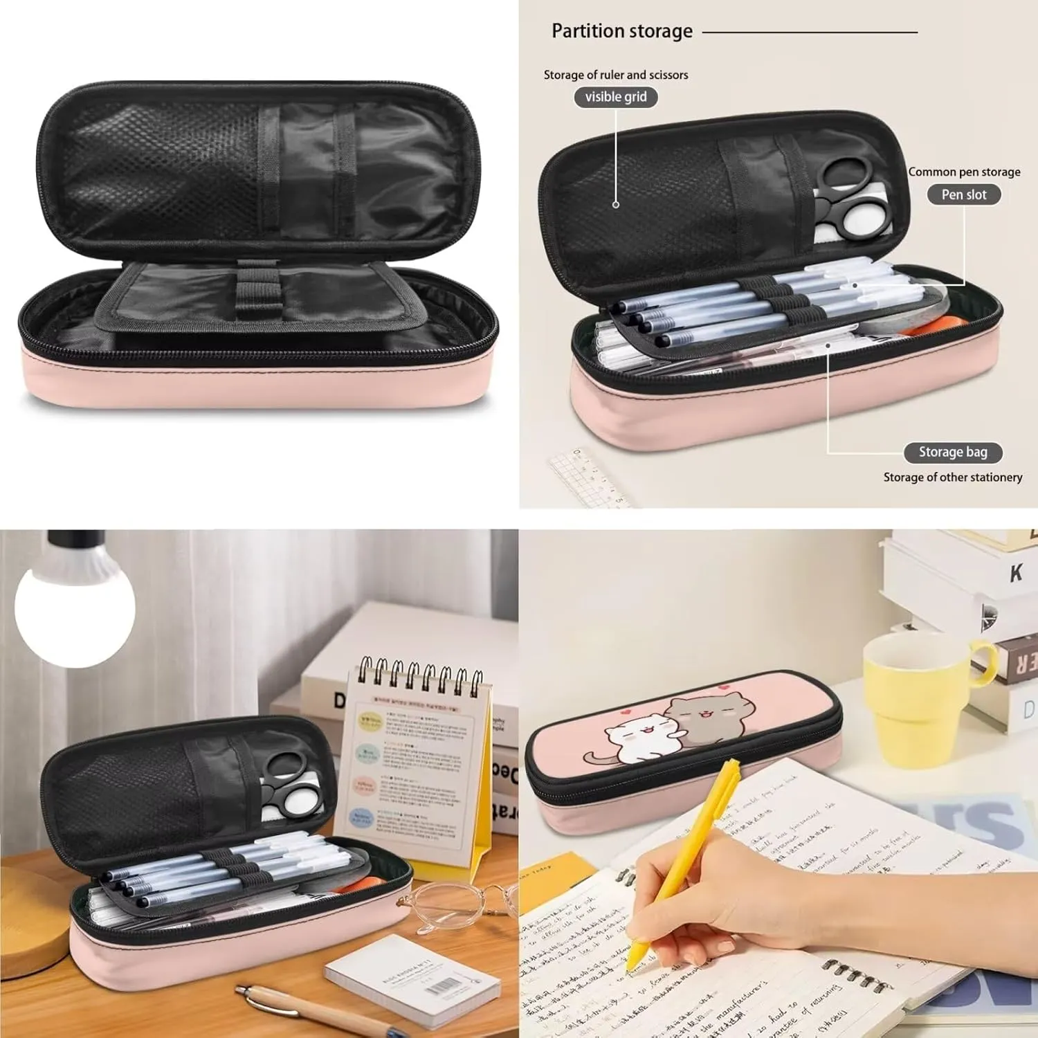 Cat Couple 3 Piece Backpack Set for Girls Boys 8-10 Insulated Lunch Box Cute Pencil Case Daypack Shoulder Bags Kids School Backpack Set with Lunch Bag Will Surely Shine at School