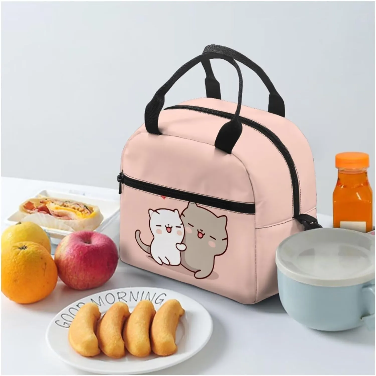 Cat Couple 3 Piece Backpack Set for Girls Boys 8-10 Insulated Lunch Box Cute Pencil Case Daypack Shoulder Bags Kids School Backpack Set with Lunch Bag Will Surely Shine at School