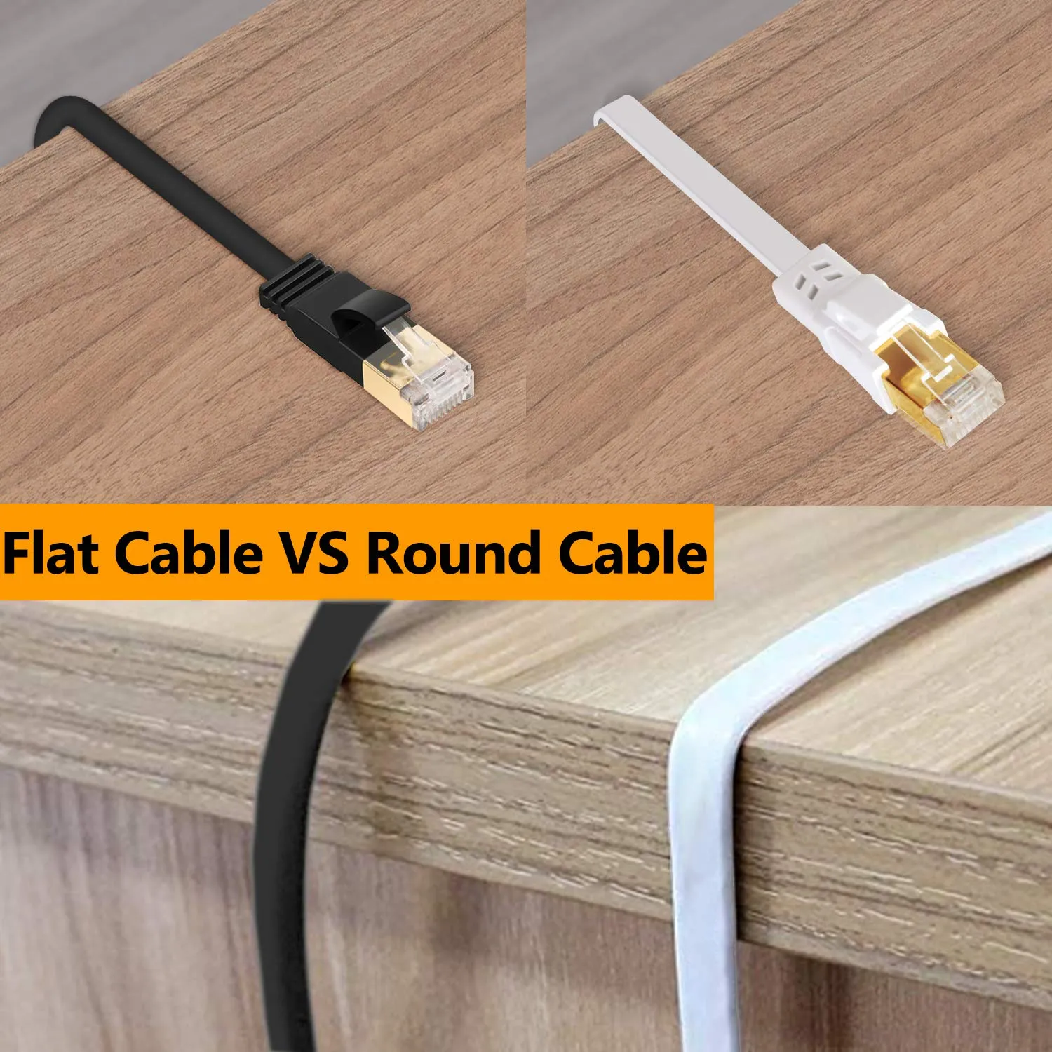 Cat8 Ethernet Cable, Outdoor&Indoor, 75 FT Heavy Duty High Speed Cat 8 LAN Network Cable, 40Gbps 2000MHz RJ45 Flat Internet Computer Patch Cord, Weatherproof S/FTP UV Resistant for Router/Modem/Gaming