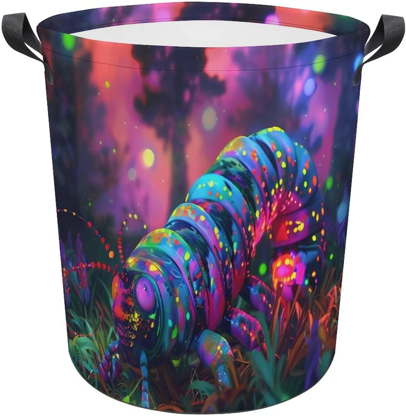 Caterpillar Laundry Basket Collapsible Laundry Hamper Clothes Toys Storage Bag with Handle for Bathroom 44x44cm