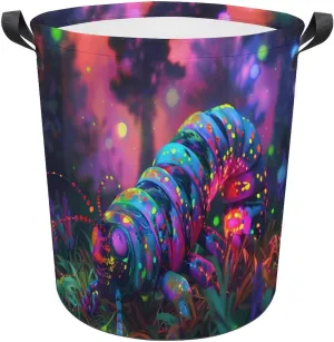 Caterpillar Laundry Basket Collapsible Laundry Hamper Clothes Toys Storage Bag with Handle for Bathroom 44x44cm