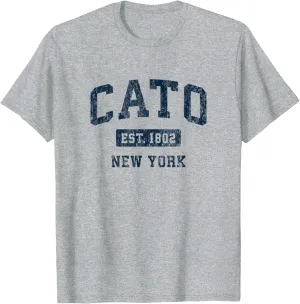 Cato New York NY Vintage Athletic Sports Design T-Shirt