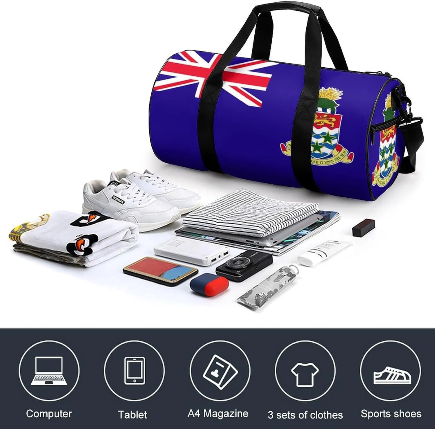 Cayman Lslands Flag Sports Gym Bag for Boys Girls with Wet Pocket Travel Duffel Tote