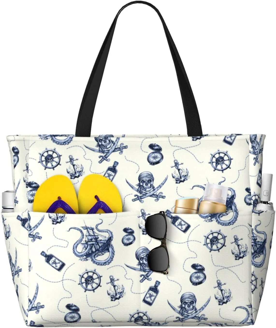 CHAOS MONKEY Women Large Beach Bag Sandproof Waterproof Travel Weekender Foldable Tote Bag for Pool Vacation Gym