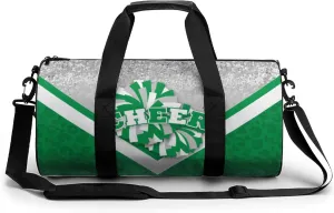 Cheer Duffle Bag for Cheerleaders, Cheerleading Gym Bag for Women, Travel Bag Duffel Bag, Carry on Weekender Bag (Silver&Green)