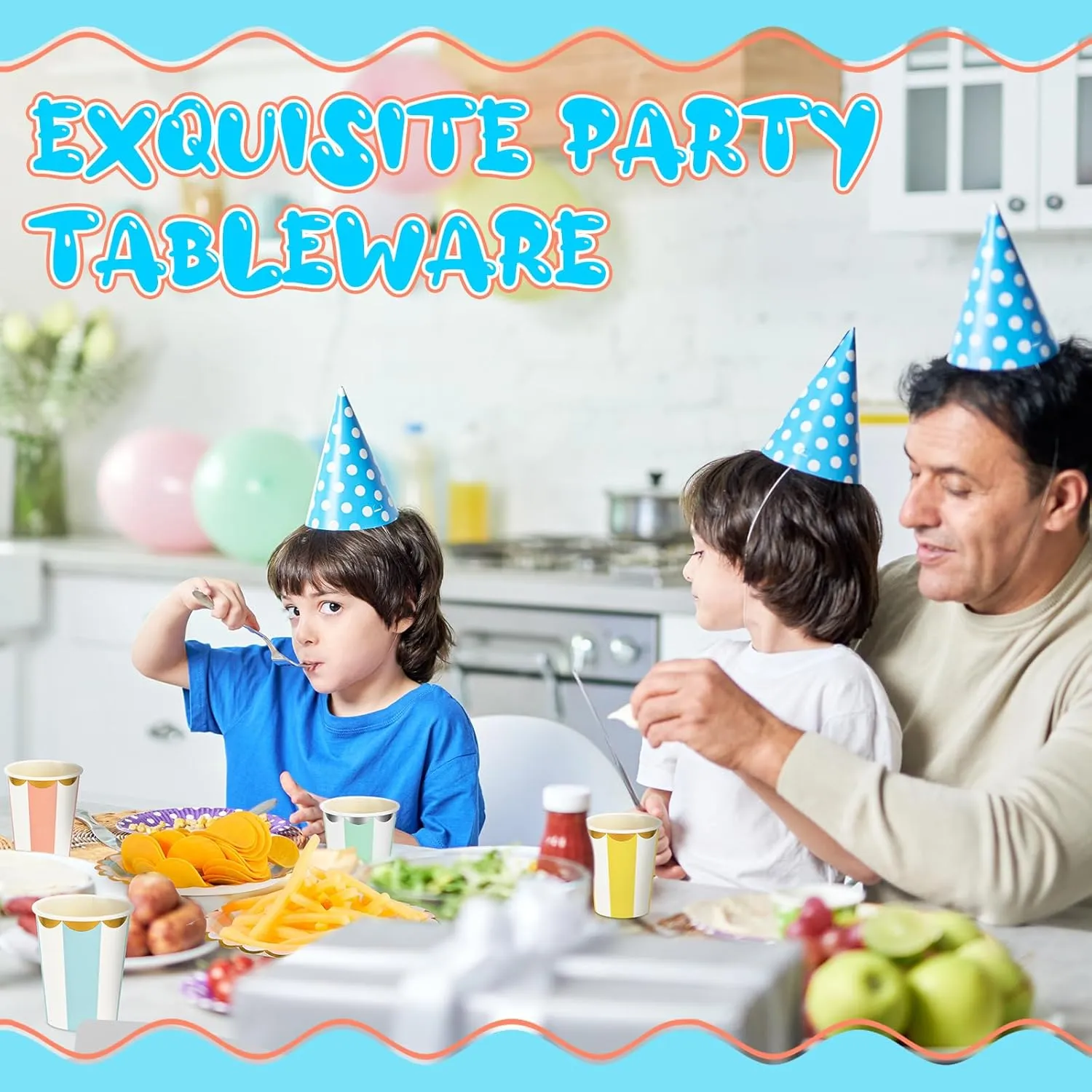 CHENGU Disposable Plates for Party Disposable Dinnerware Set Include 7 Inch Paper pastel Dessert Plates and 12 oz Cups for Birthday Party Supplies Baby Shower Wedding (Stripe Style,80 Pcs)