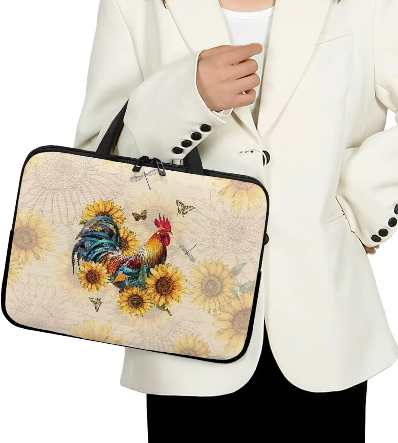 Chicken Slim Portable Monitor Protective Cover with Top Handle Laptop Case 17 Inch Laptop Handbag for Daily Office Use Traveling Computer Carrying Bag Laptop Sleeve