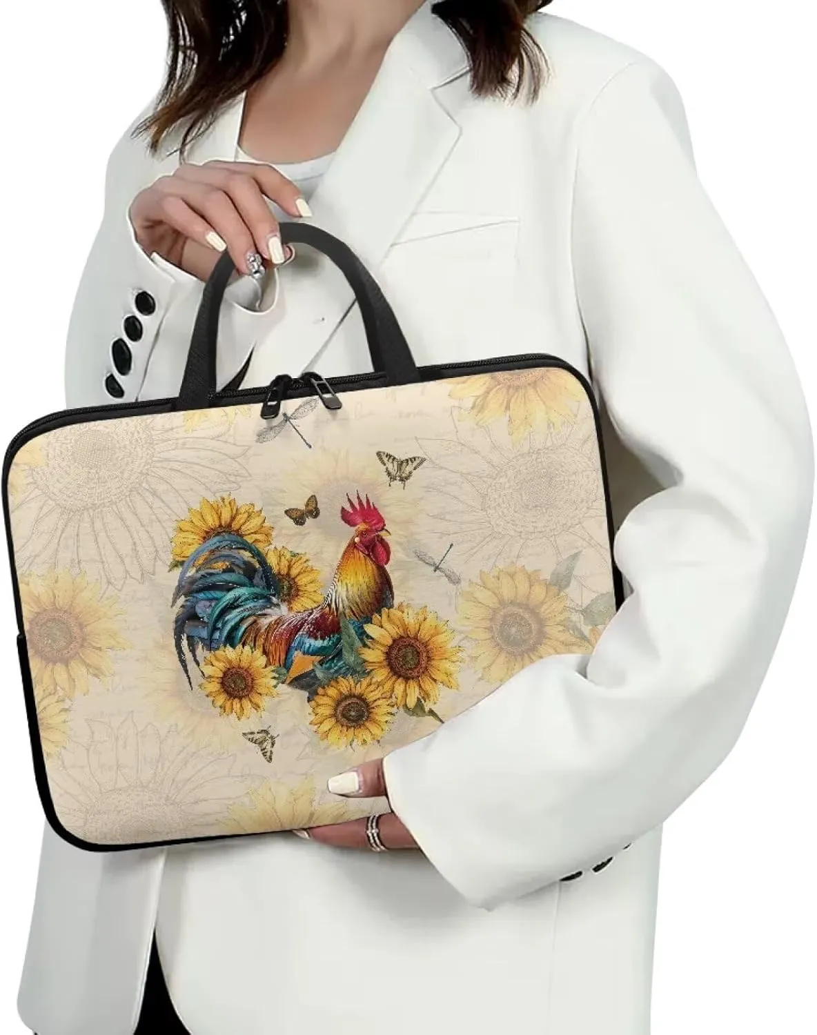 Chicken Slim Portable Monitor Protective Cover with Top Handle Laptop Case 17 Inch Laptop Handbag for Daily Office Use Traveling Computer Carrying Bag Laptop Sleeve