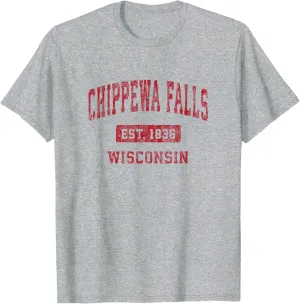 Chippewa Falls Wisconsin WI Vintage Sports Design Red Design T-Shirt