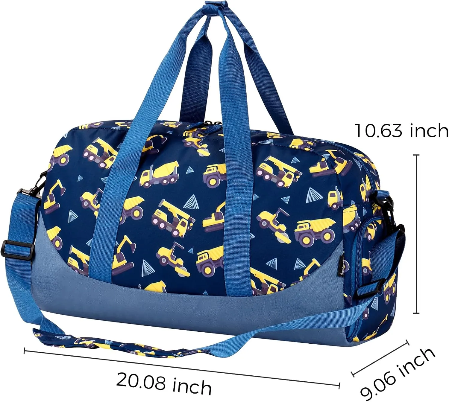 Choco Mocha Kids Duffle Bag - Boys Travel Bag with Shoe Compartment - Blue