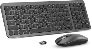 cimetech Wireless Keyboard and Mouse Combo, Compact Full Size Wireless Keyboard and Mouse Set Less Noise Keys 2.4G Ultra-Thin Sleek Design for Windows, Computer, PC, Notebook, Laptop - Grey
