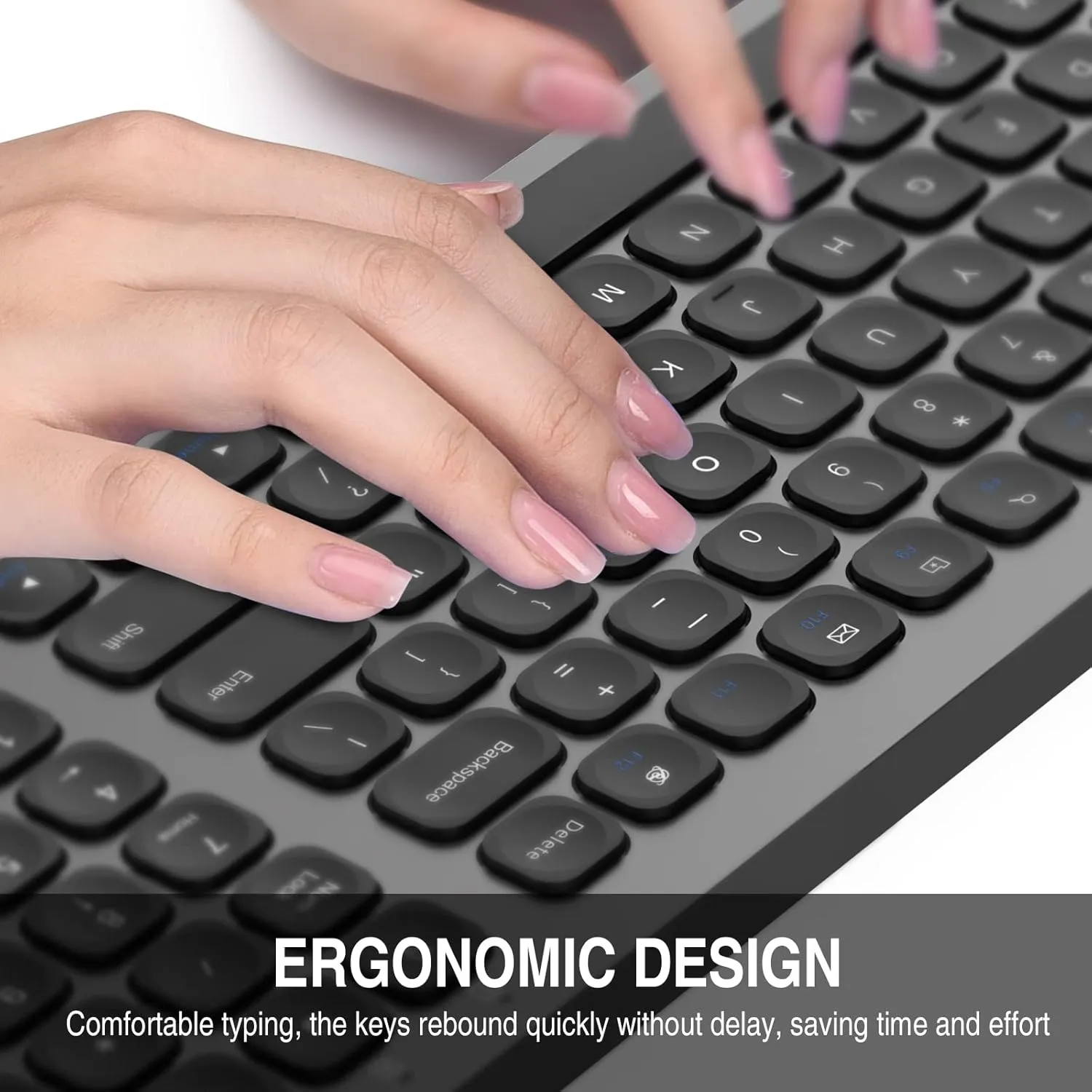 cimetech Wireless Keyboard and Mouse Combo, Compact Full Size Wireless Keyboard and Mouse Set Less Noise Keys 2.4G Ultra-Thin Sleek Design for Windows, Computer, PC, Notebook, Laptop - Grey