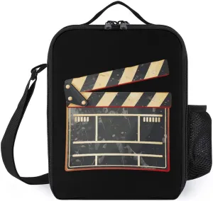 Cinema Clapper Board Insulated Lunch Bag Portable Lunch Box Lunch Tote Bag with Shoulder Strap for Work Travel