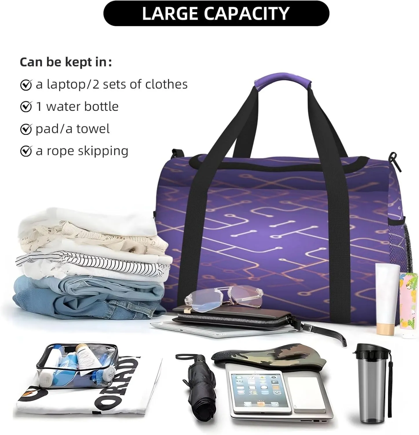 Circuit Board Travel Duffel Bag Large Foldable Waterproof Overnight Bag For Beach Swim Bags Pool Sports Gym