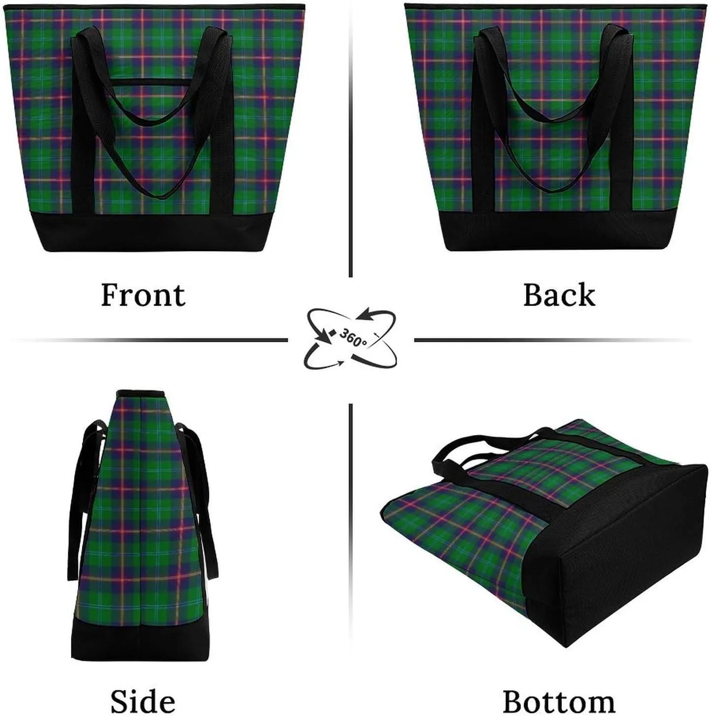 Clan Tartan Blue And Green Fashionable Large Capacity Insulated Shopping Bag